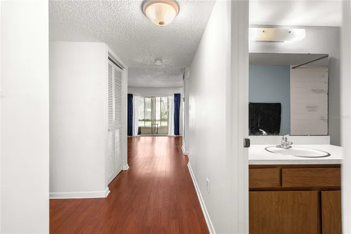 hallway and bath to right