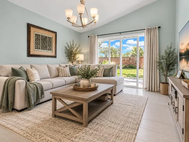 Virtually staged tv room.