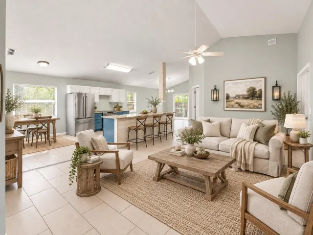 Virtually staged living room.