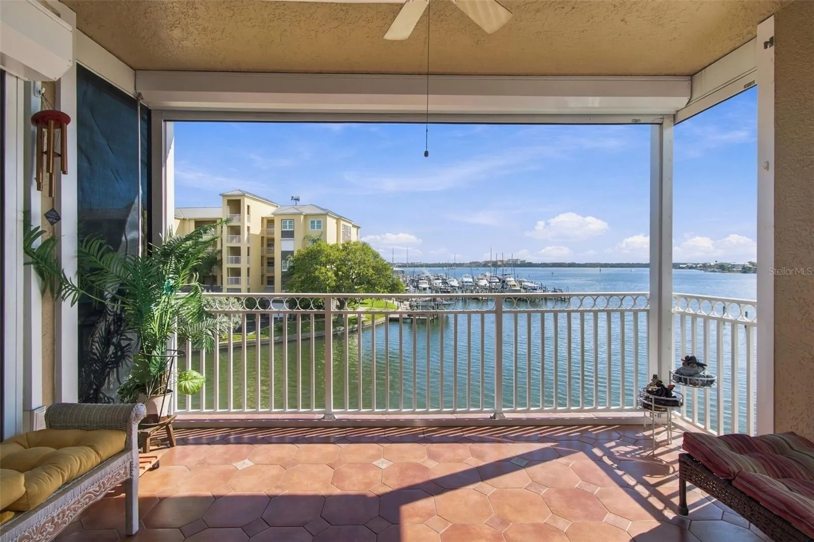 Balcony with hurricane screens which can be lowered