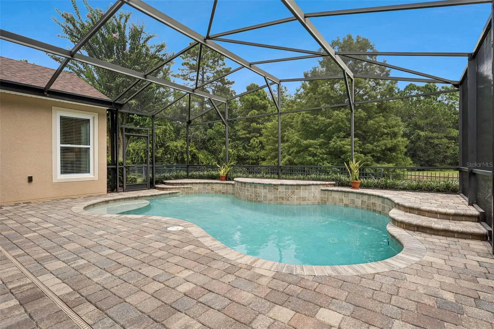 30' x 31' Screen enclosed covered patio w/ a solar panel heated pool