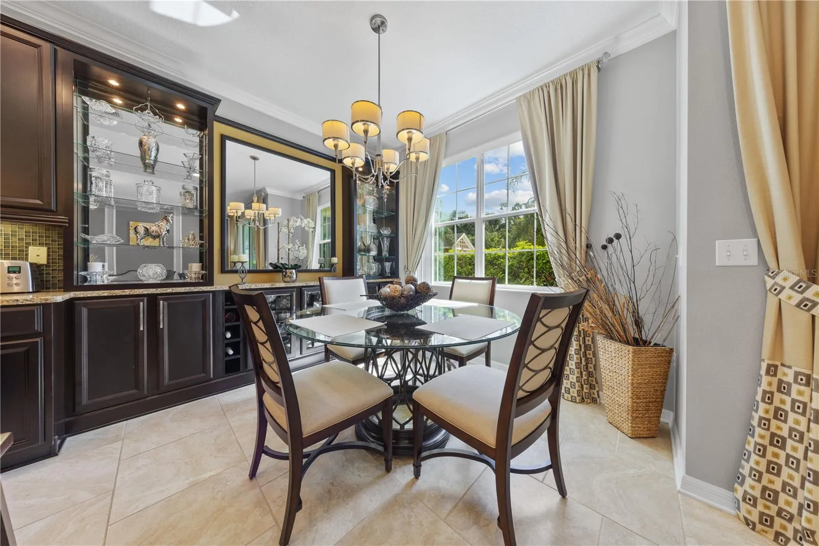 Dining with Custom cabinetry