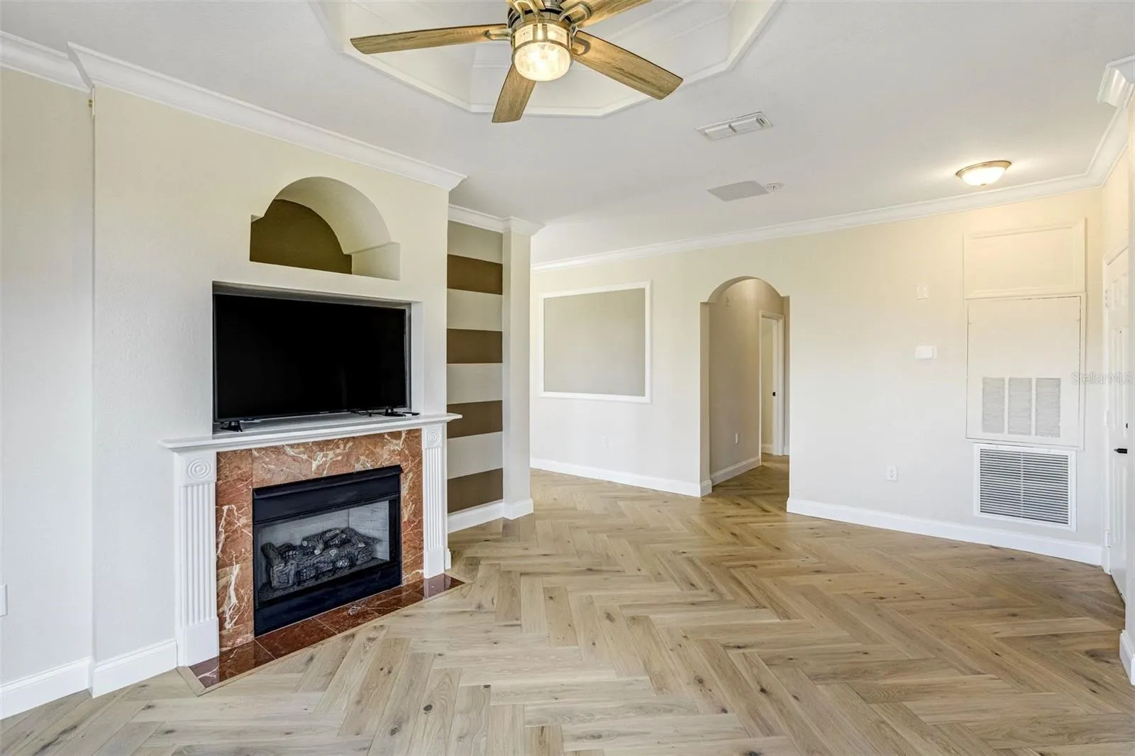 New herringbone wood flooring
