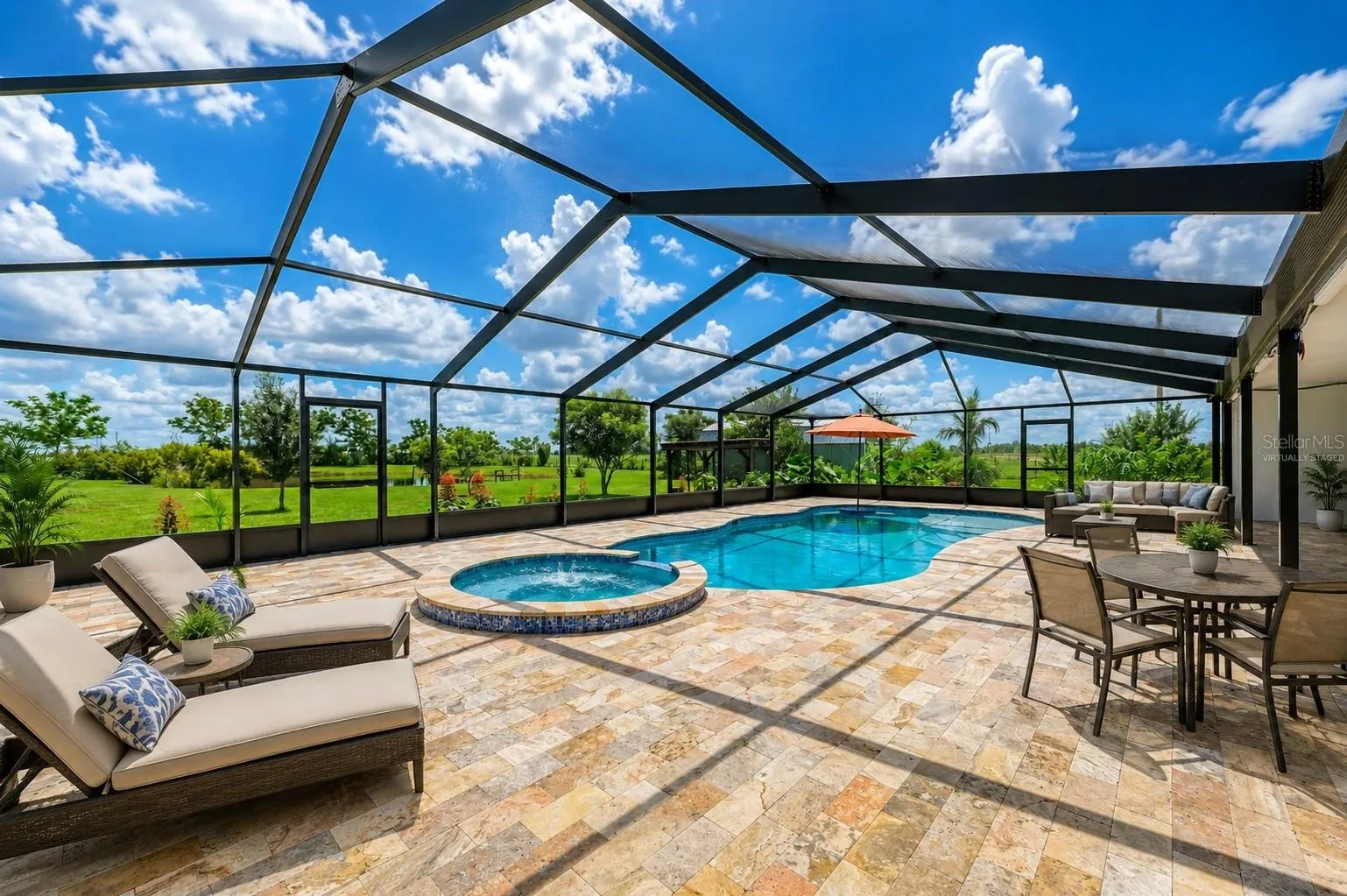 Virtually Staged Pool Area