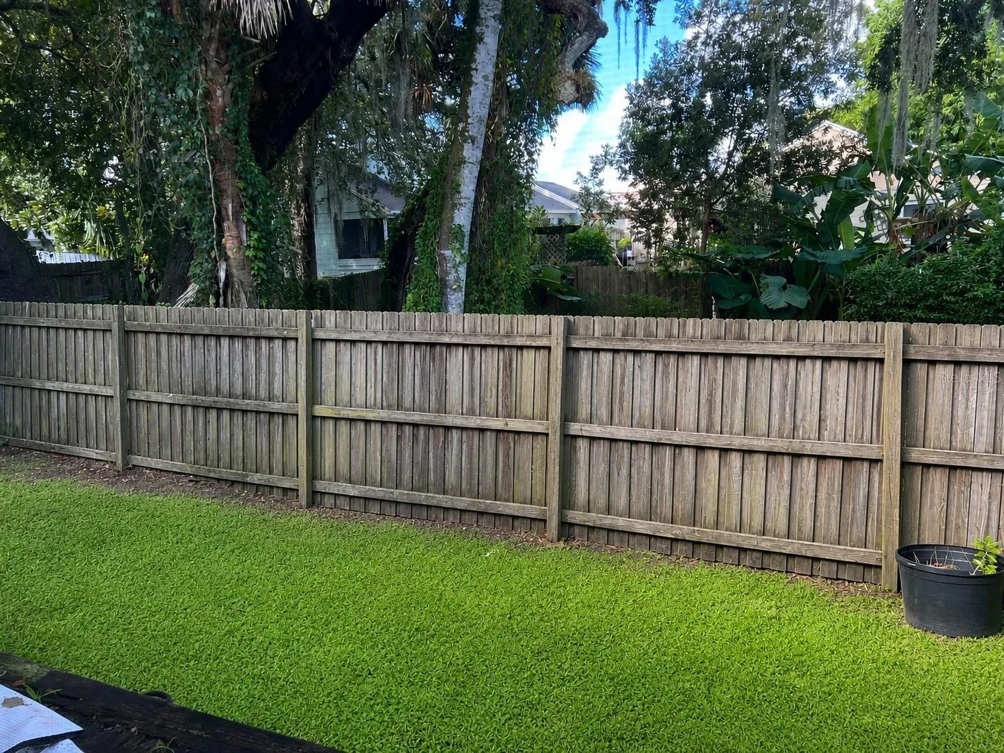 fenced yard