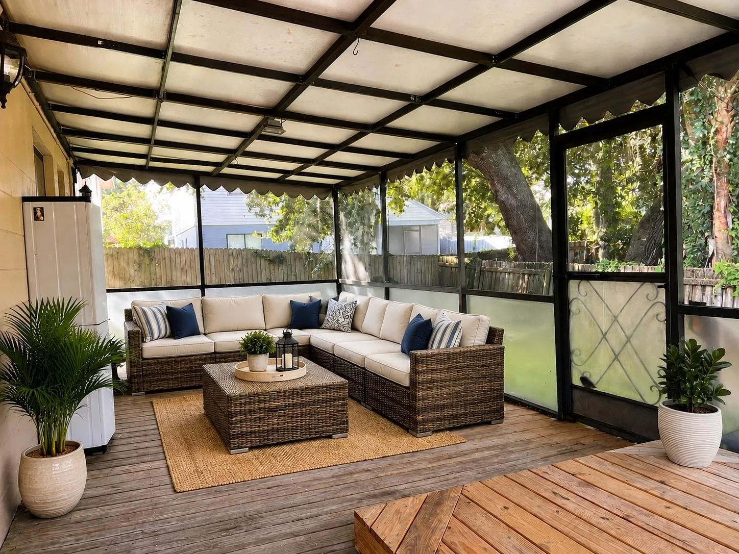 virtually staged screened porch