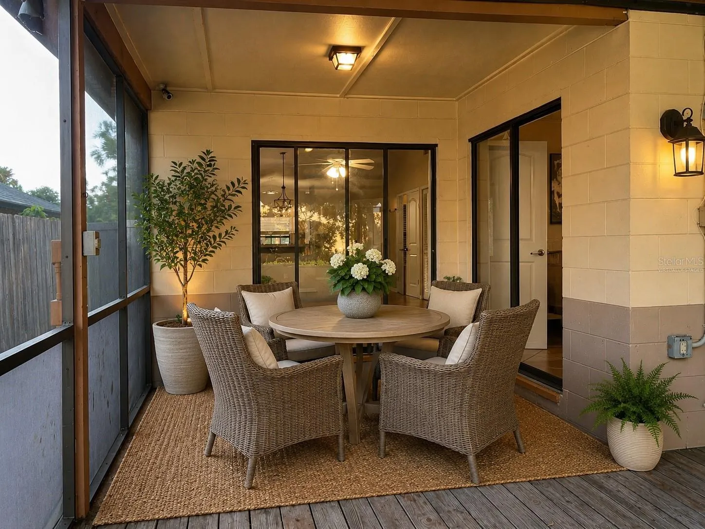 Virtually staged screen porch