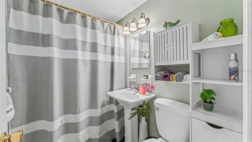 Primary bathroom with tub and shower