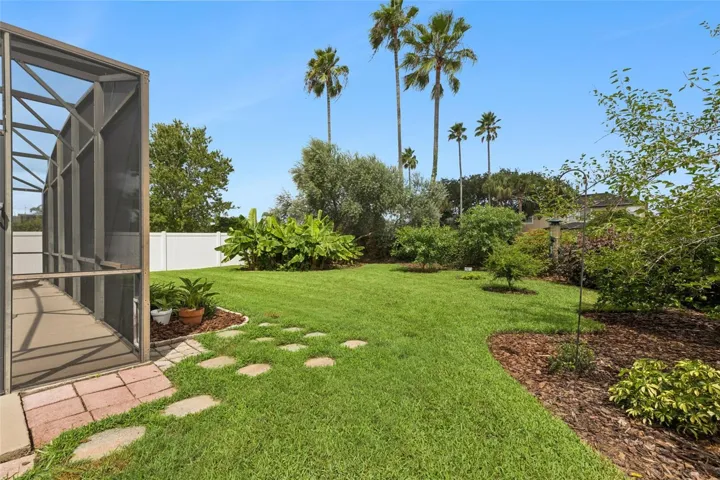 Landscaped Back Yard with Fruit Trees