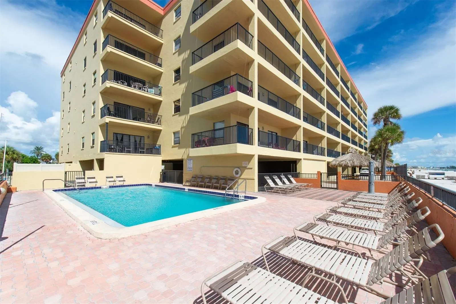 View of the pool and the building