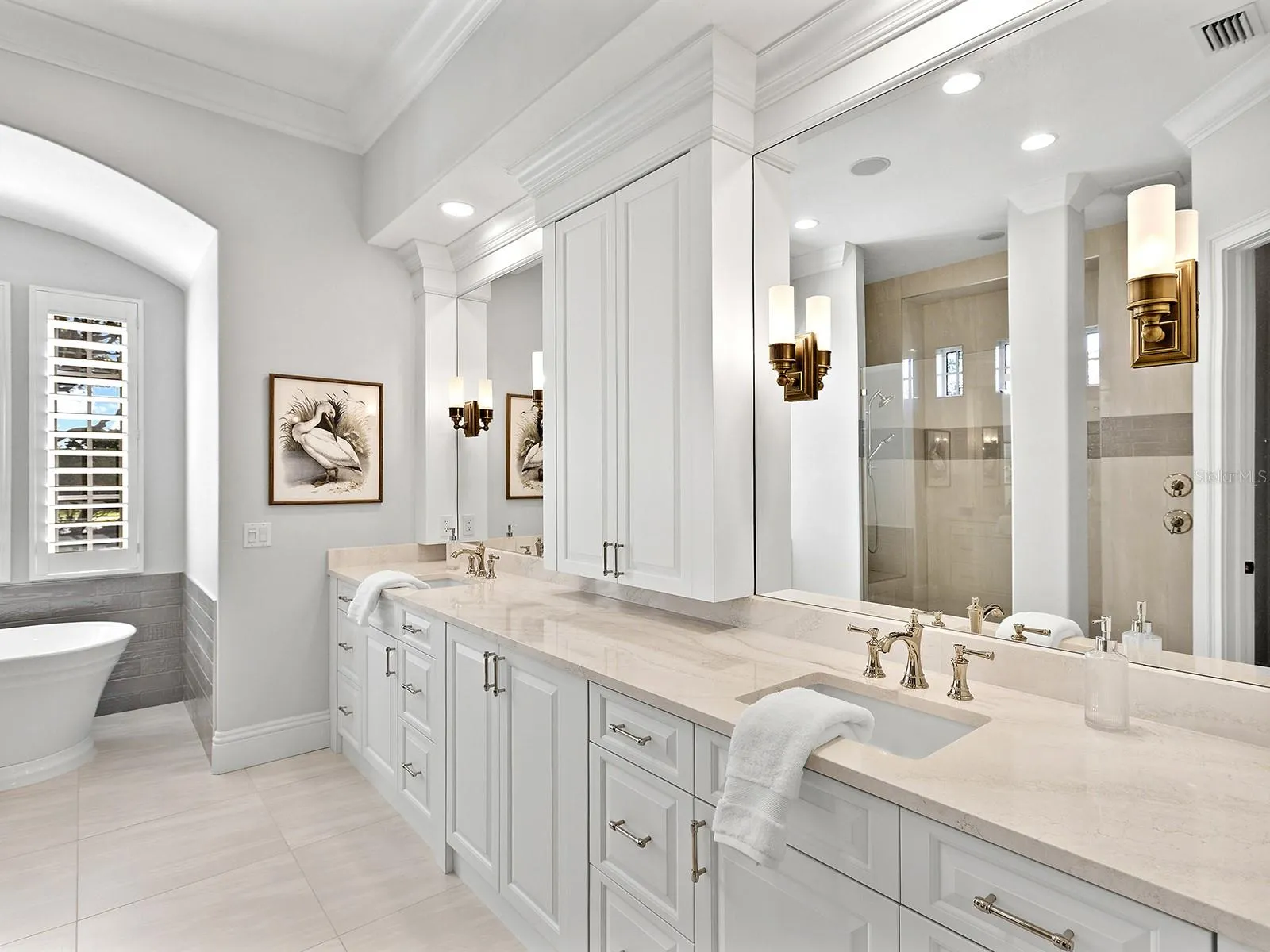 Primary bathroom has been remodeled