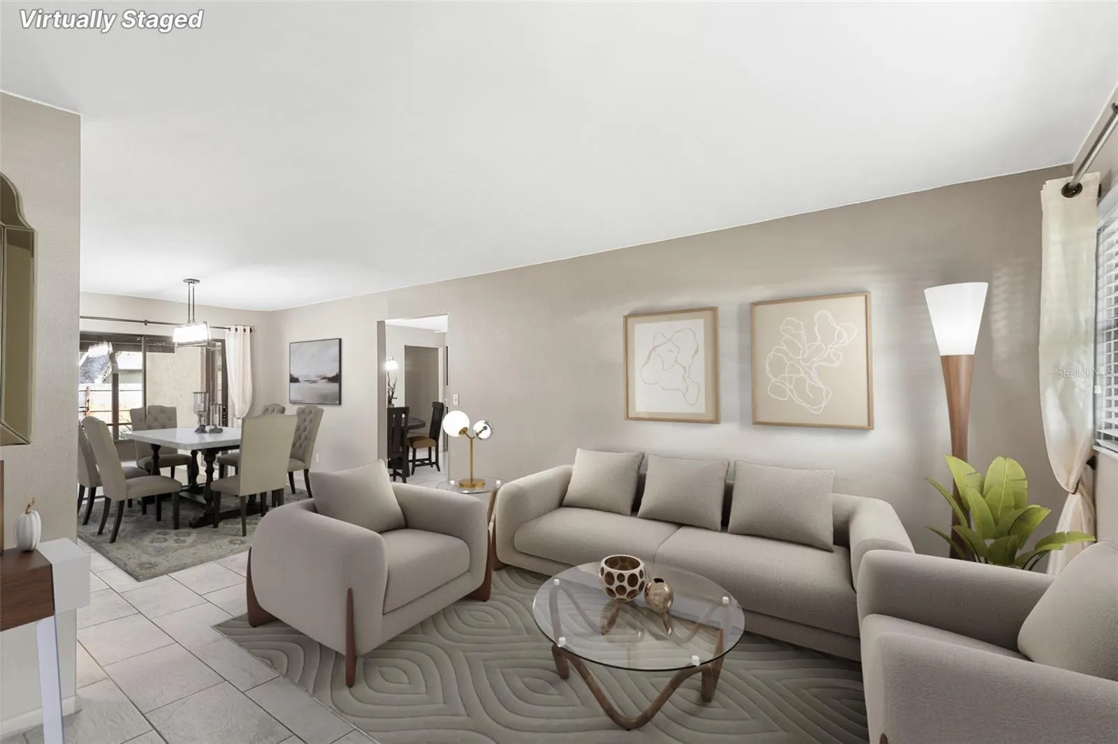 Staged Living Room &amp; Dining Room