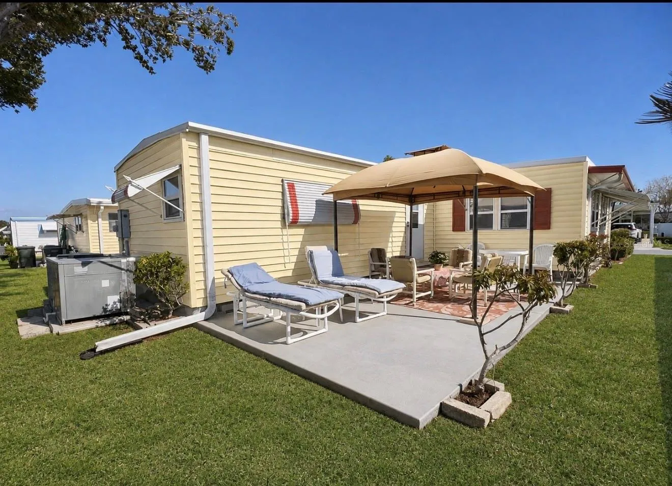Back open patio with covered gazebo