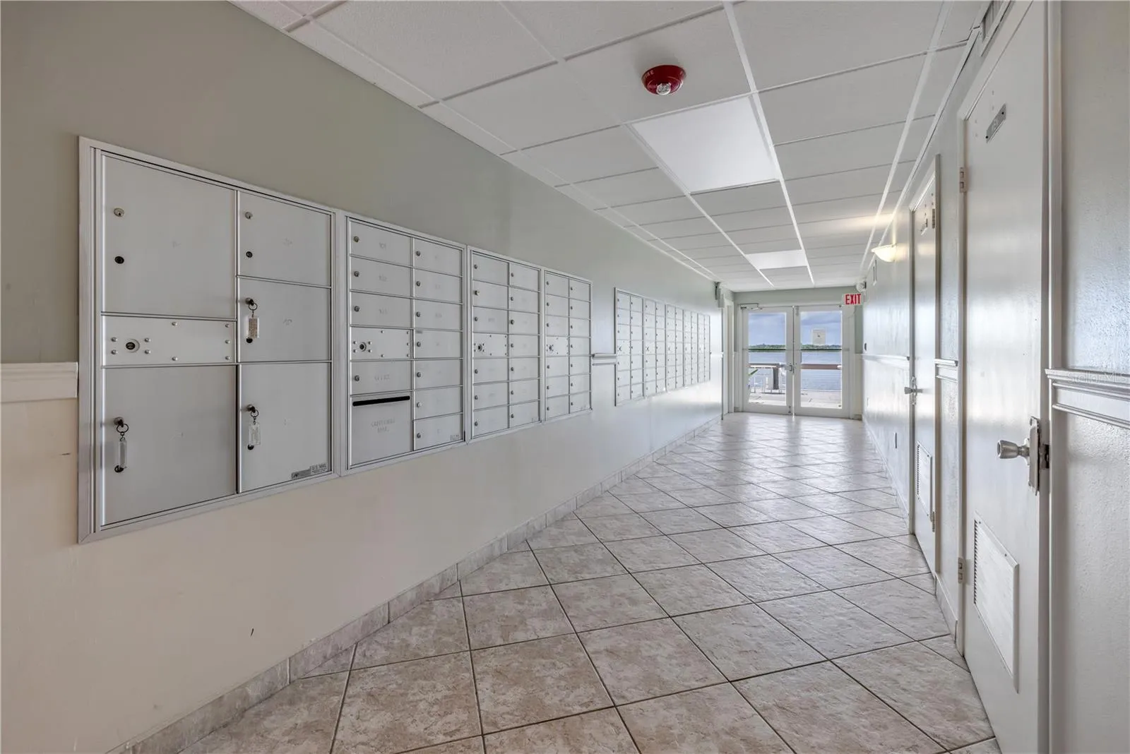 Mailboxes, info board, public bathrooms & sauna.