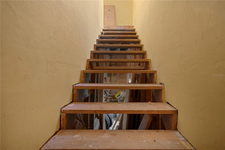 Stairs leading to the bonus room above the garage.