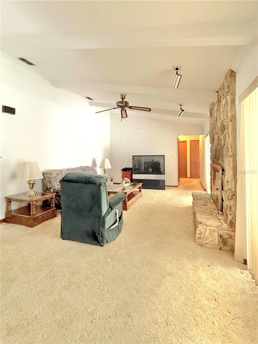 Family room with fireplace