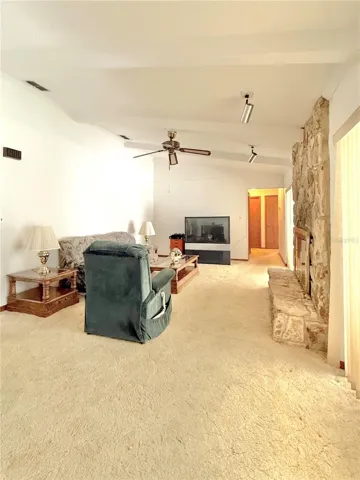 Family room with fireplace