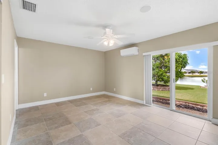 Primary bedroom has wonderful lake view