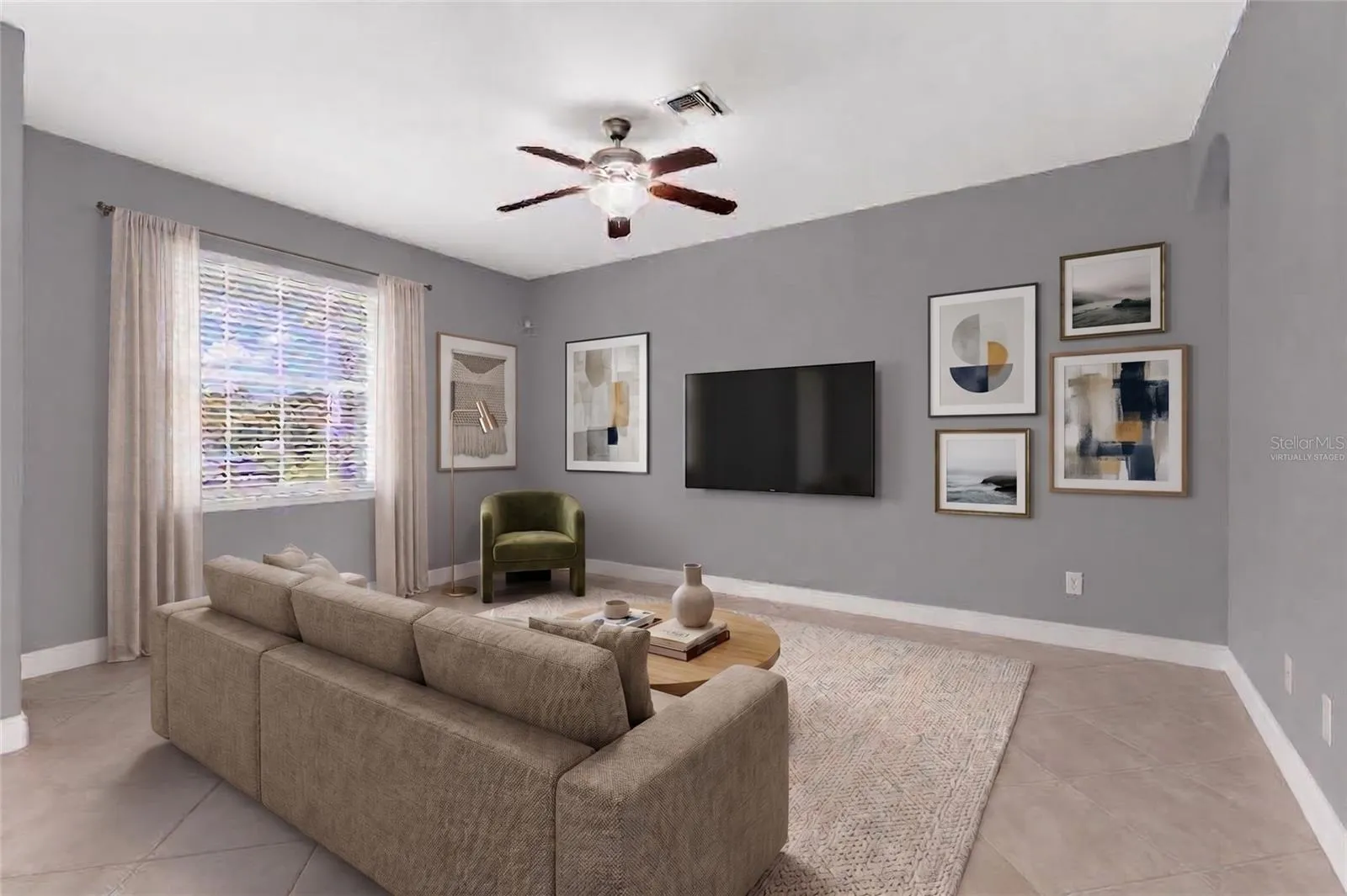 Virtually staged living room