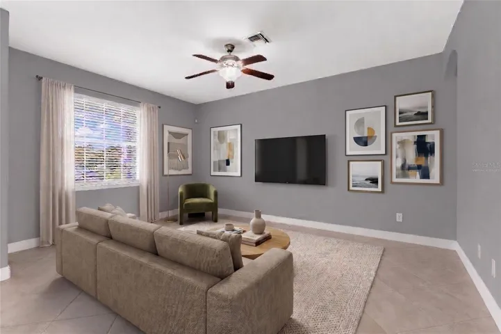Virtually staged living room