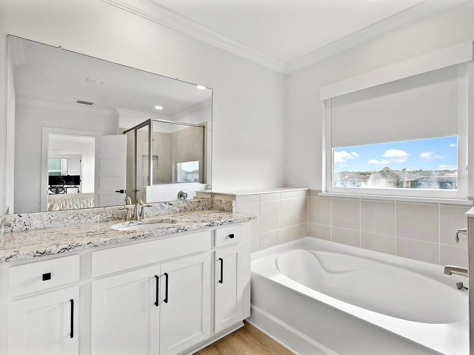 Tub and separate shower on second floor primary bath