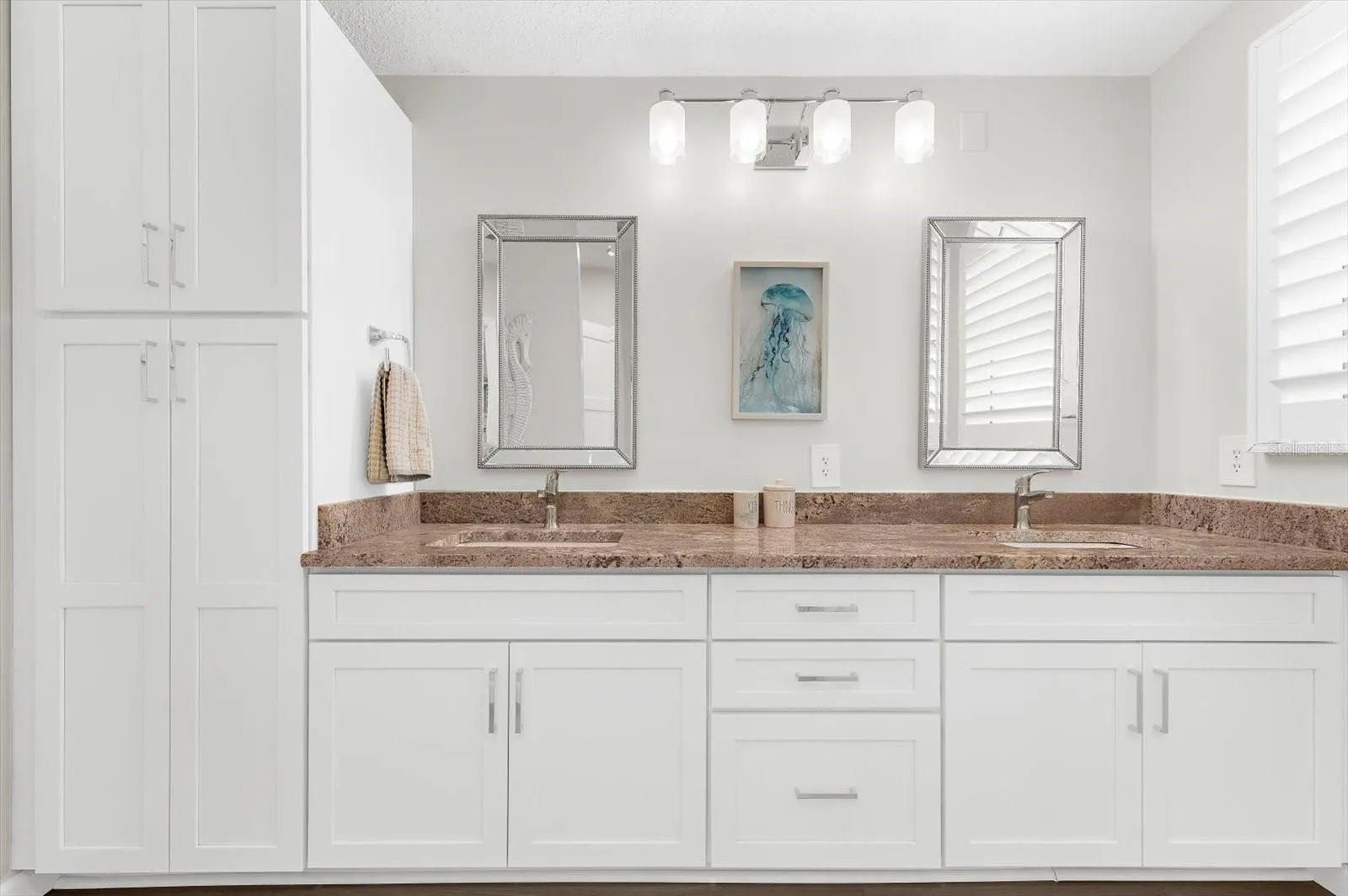 Double Vanities  with lots of storage in Primary Bathroom.