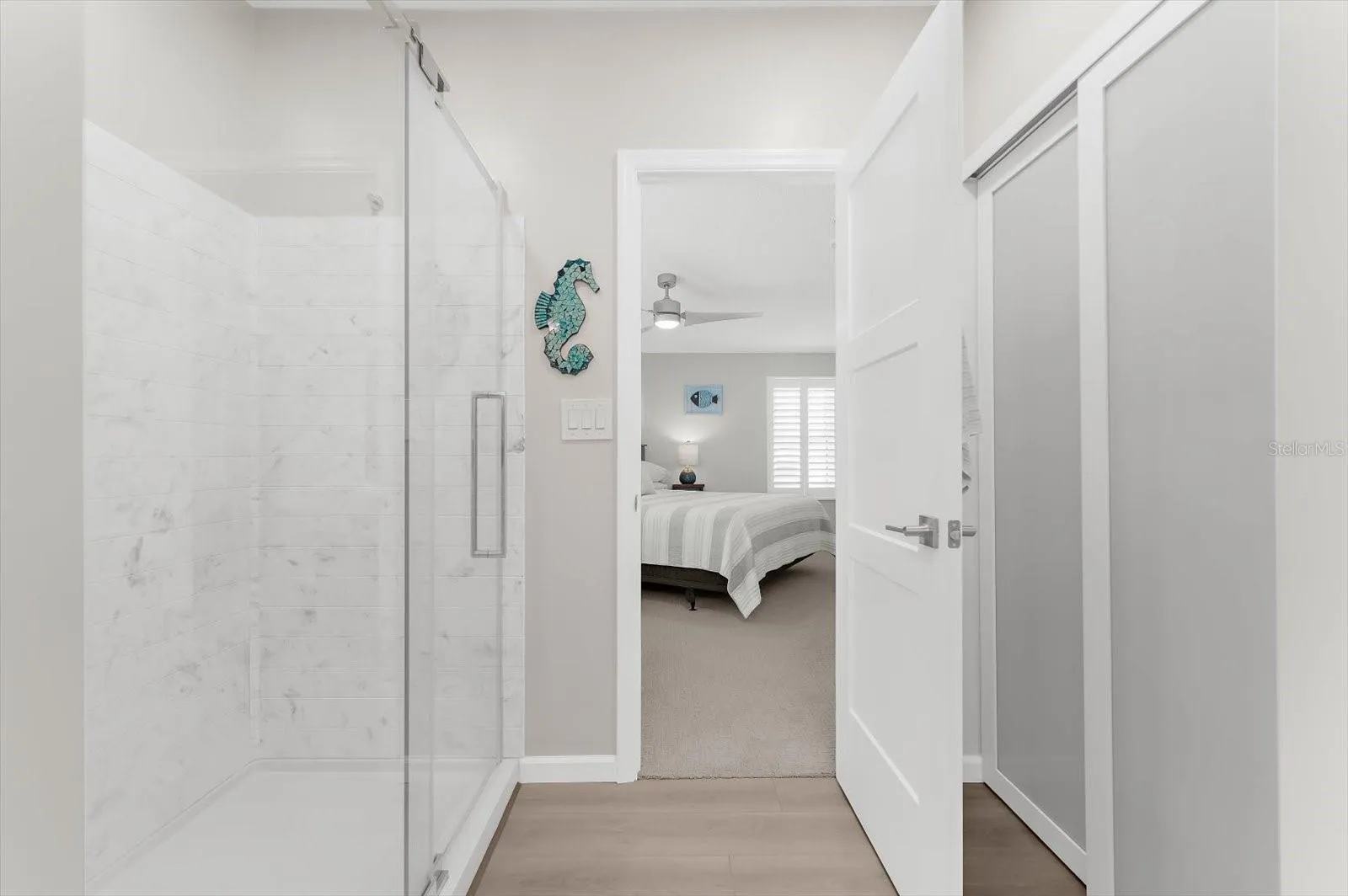 Large walk-in Shower in Primary Bathroom.