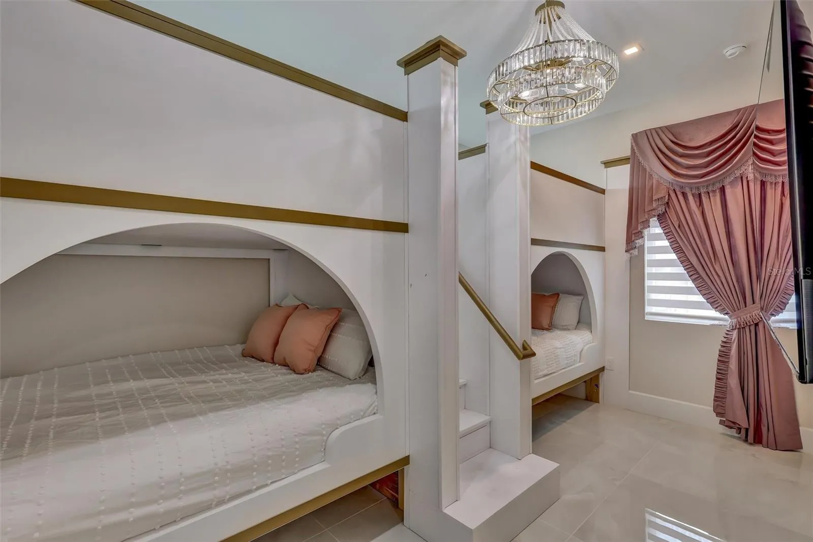 Whimsical custom bunk room ready to become an imaginative themed escape