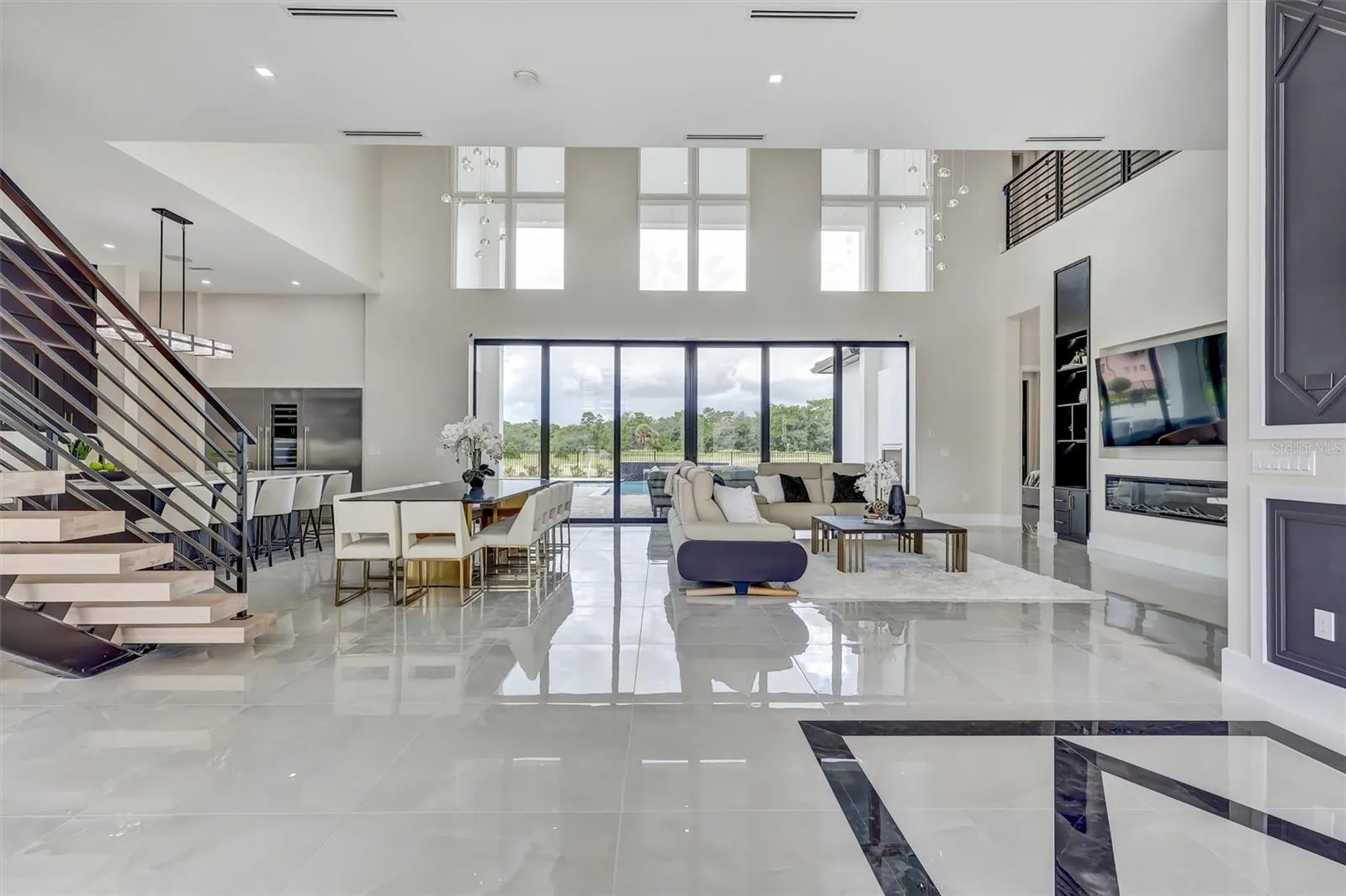 Soaring 24-foot Great Room filled with natural light