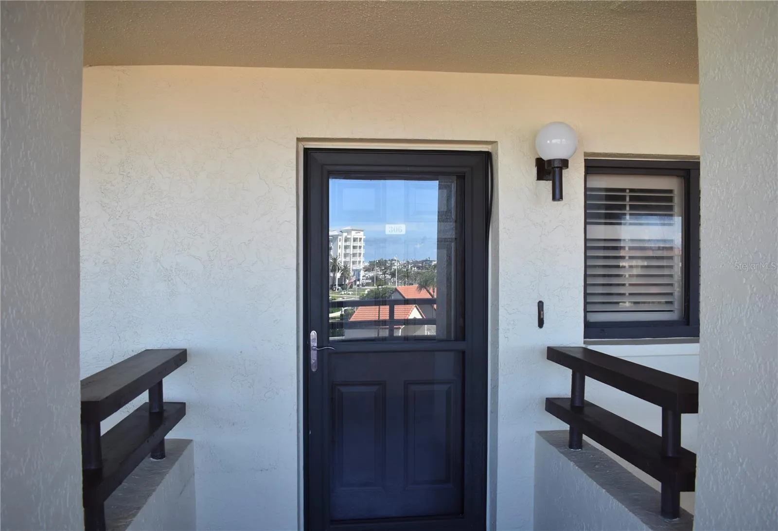 Front Entry Newer Fiberglass Door with Glass Exterior to let in the light