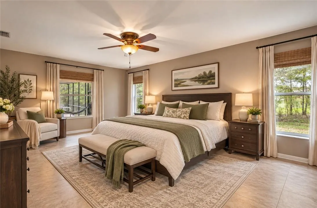 Virtually staged primary suite