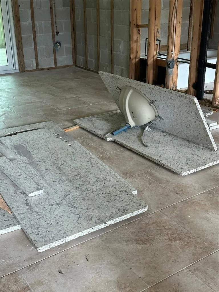 Granite counters intact