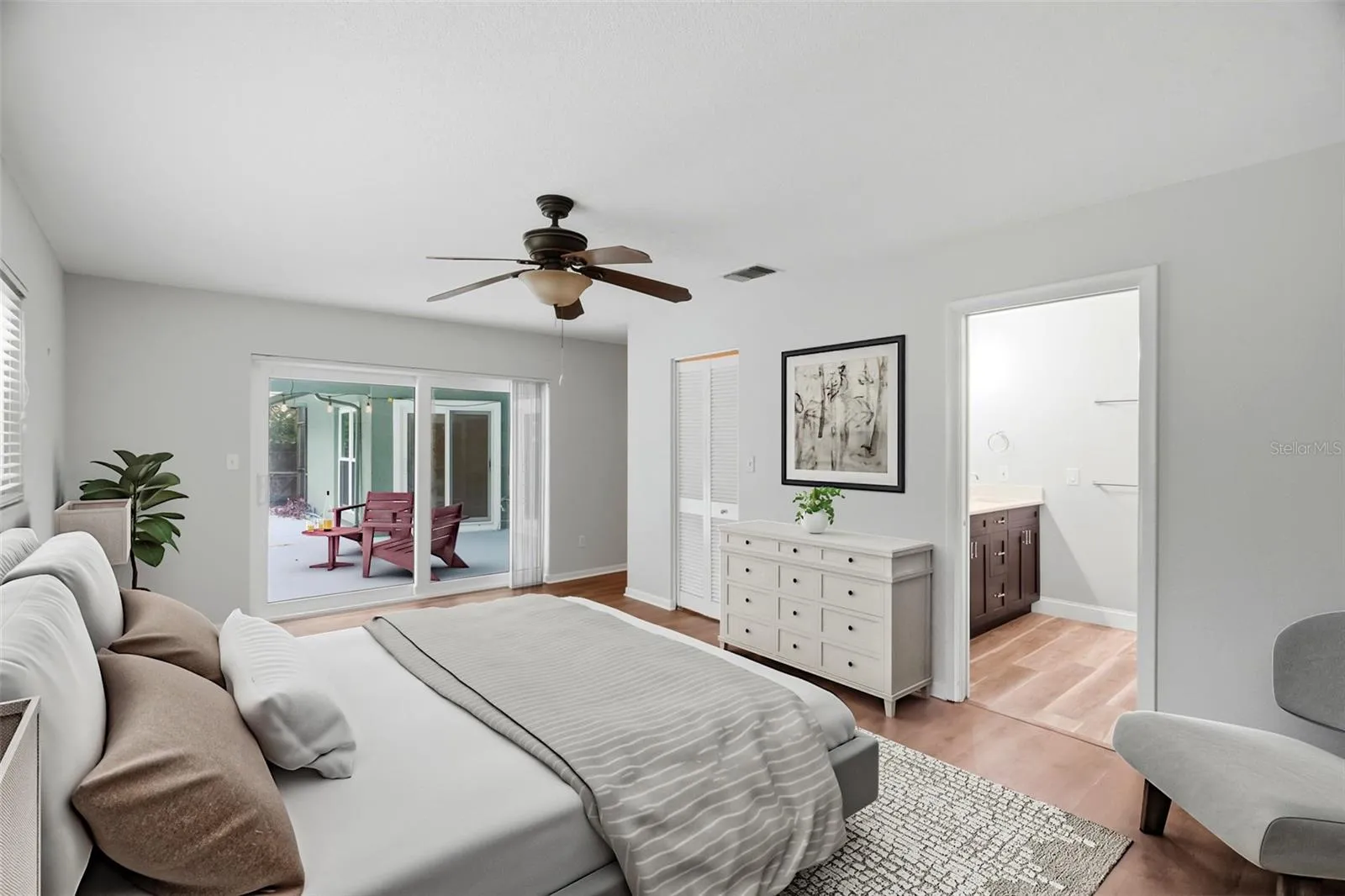 Primary retreat complete with walk in closet and ensuite bath.