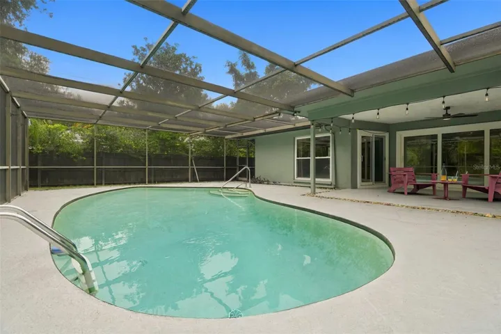Screened enclosed pool area.