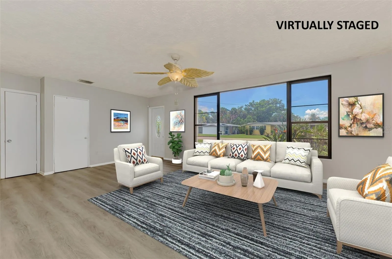 Virtually staged living room
