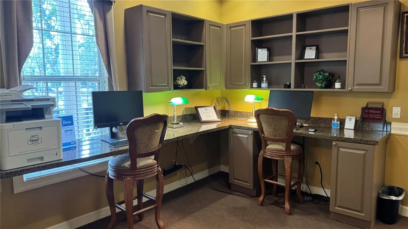 Clubhouse has Work Station with Community Computers and Printer