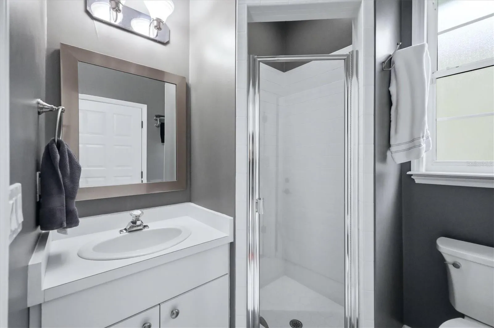 The Casita includes a full bath with shower