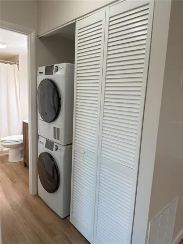 Stack washer and dryer