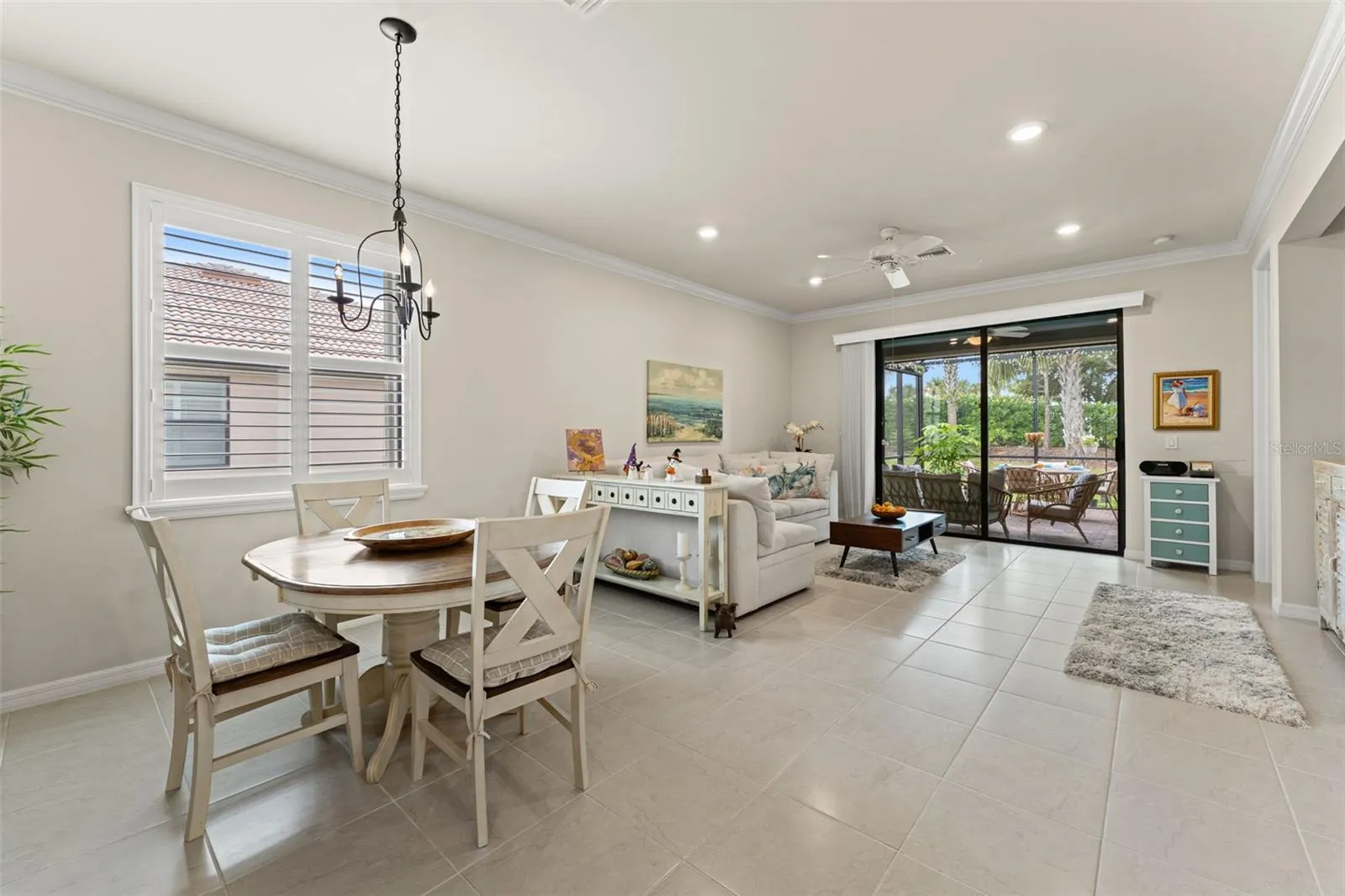 Open common area = dining, living in view from kitchen