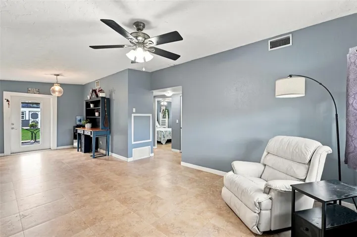 living room and kitchen area