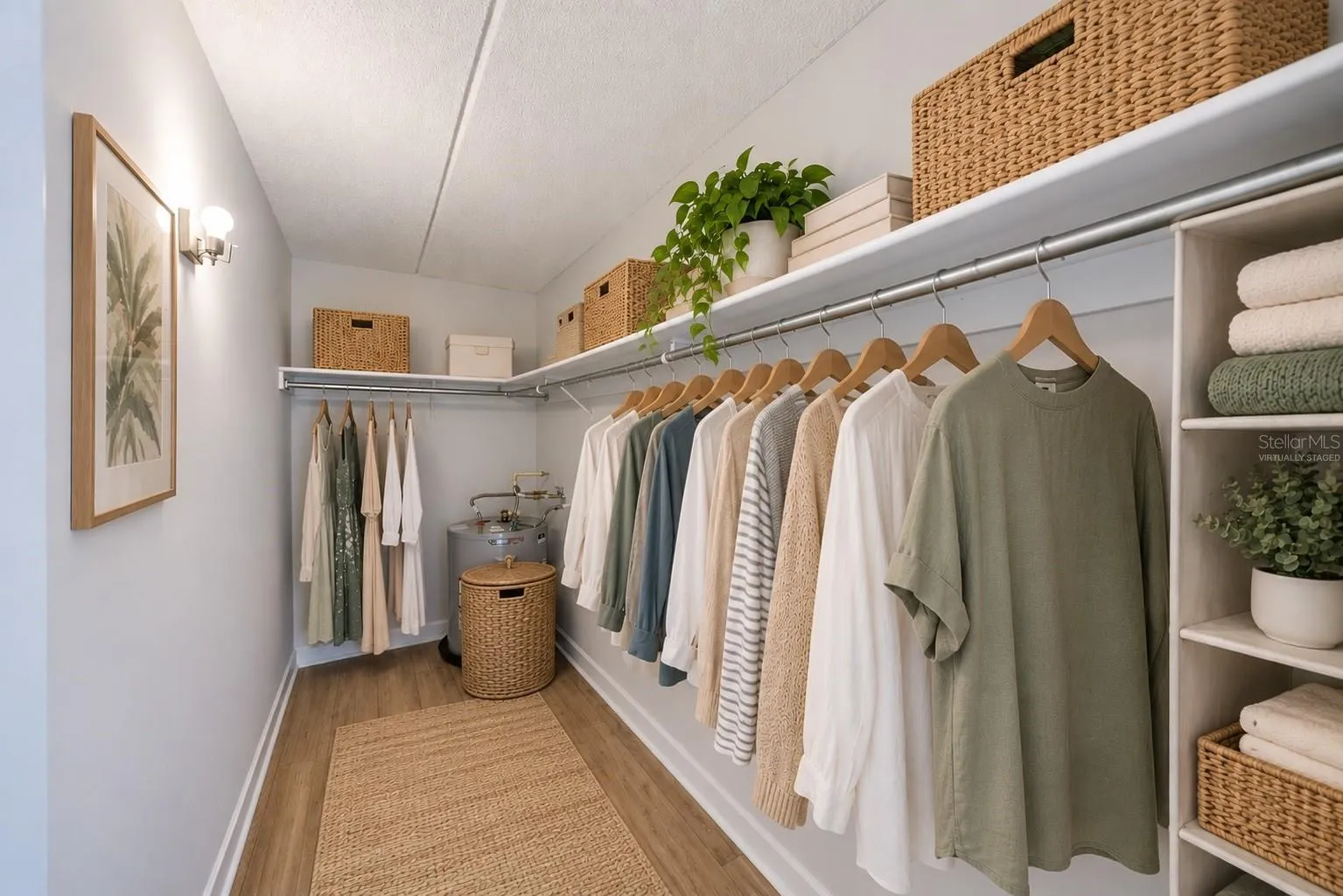 Virtually staged primary closet