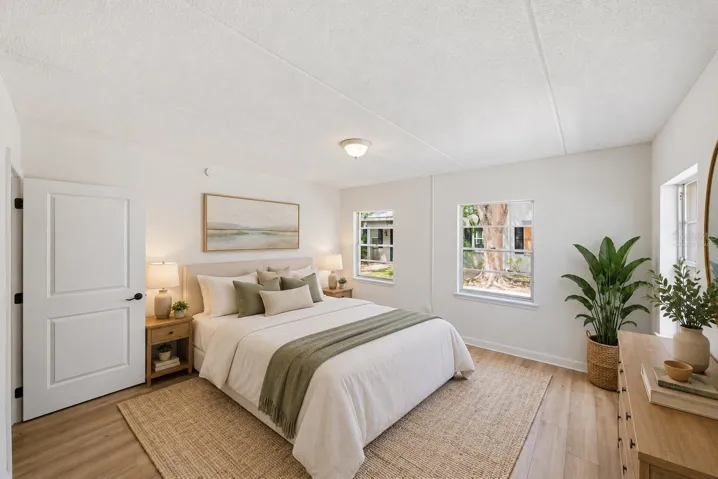 Virtually staged primary bedroom