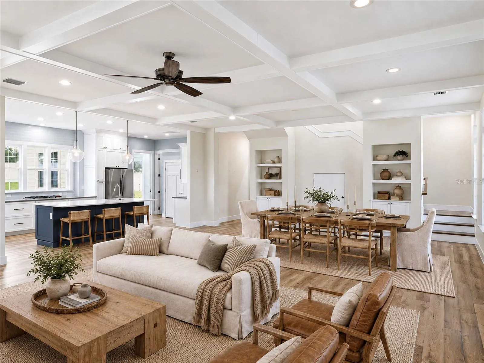 Virtually added furniture for great room and dining room