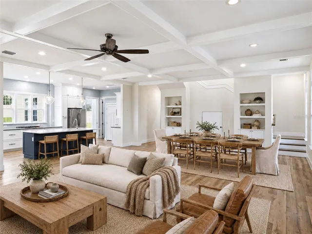 Virtually added furniture for great room and dining room