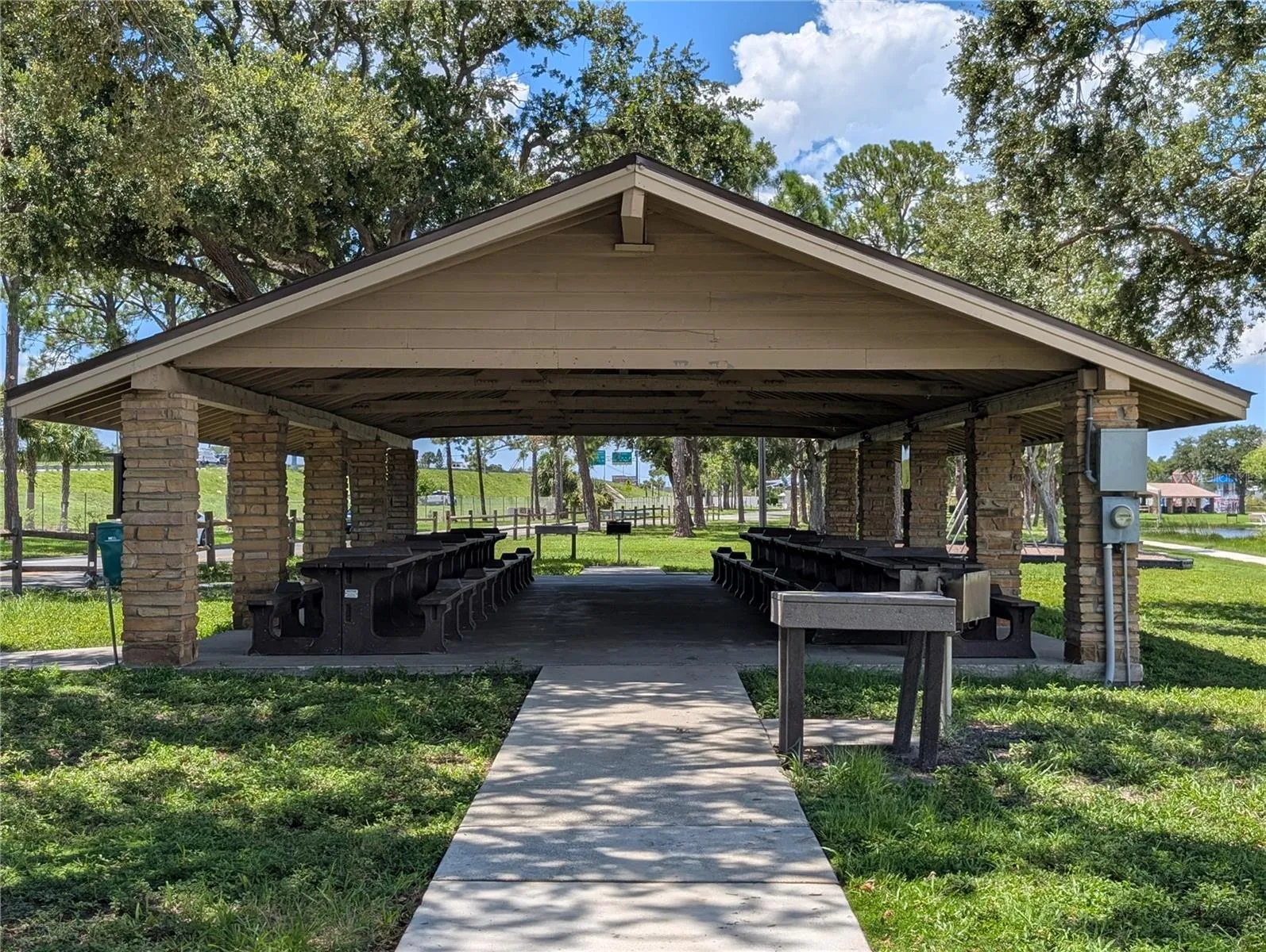 Pavilions for gatherings or getting out of the sun.