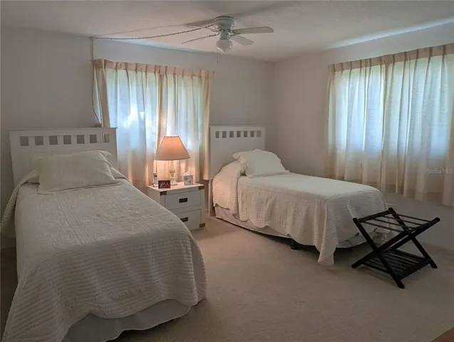 Primary bedroom is spacious enough for a king size bed.