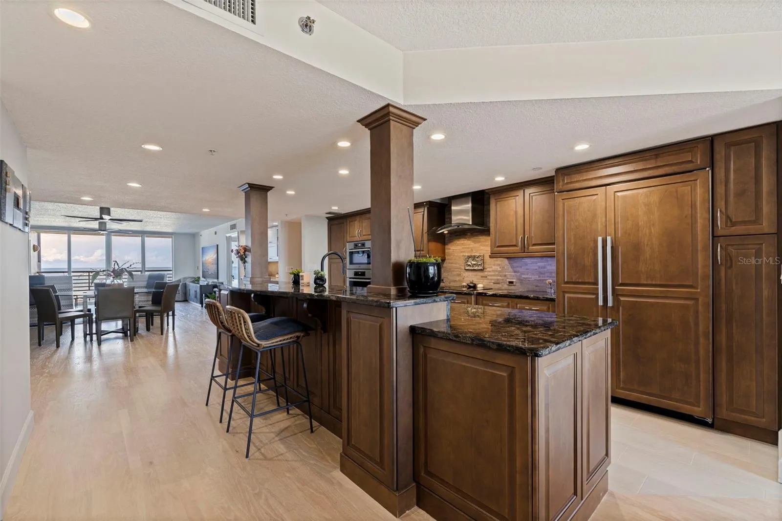 Kitchen and dining area with Gulf view