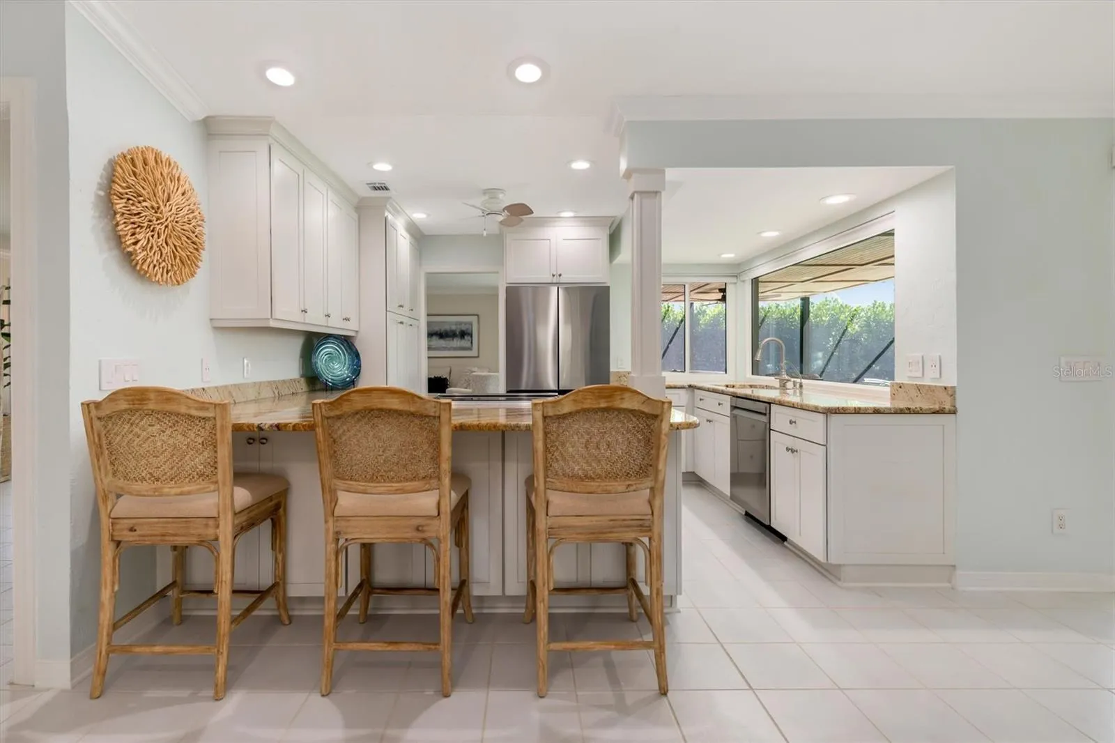 Breakfast bar for easy meals or interacting with the cook.