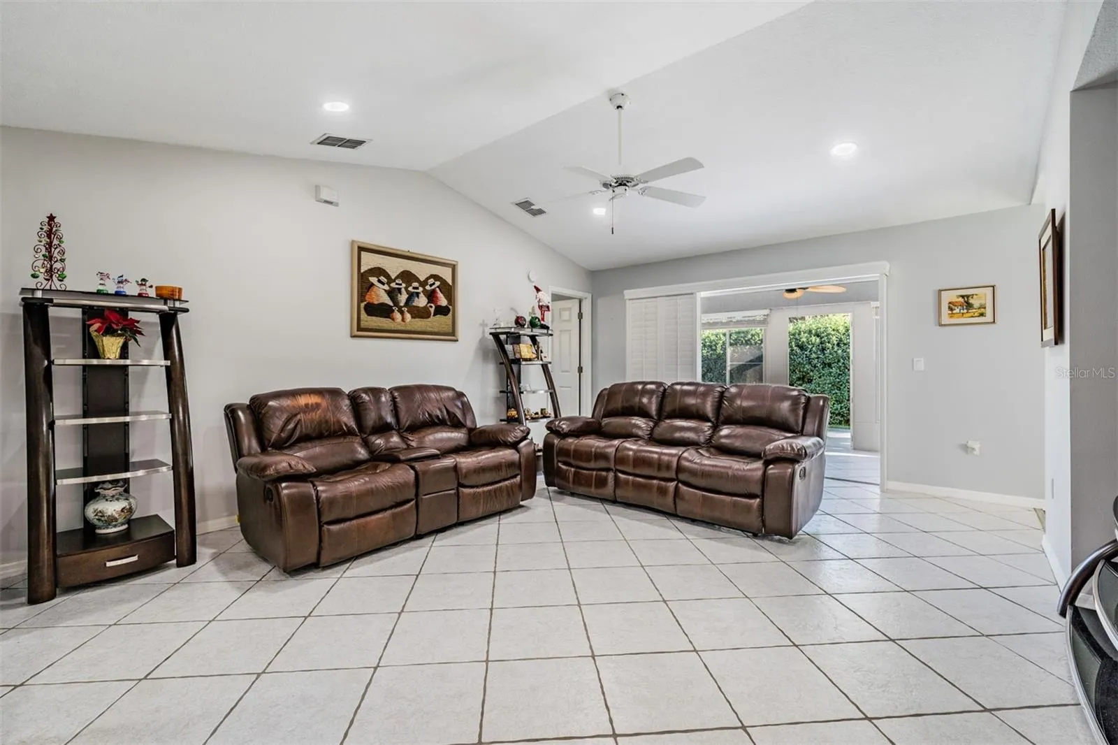 Ceramic tile on diagonal in greatroom
