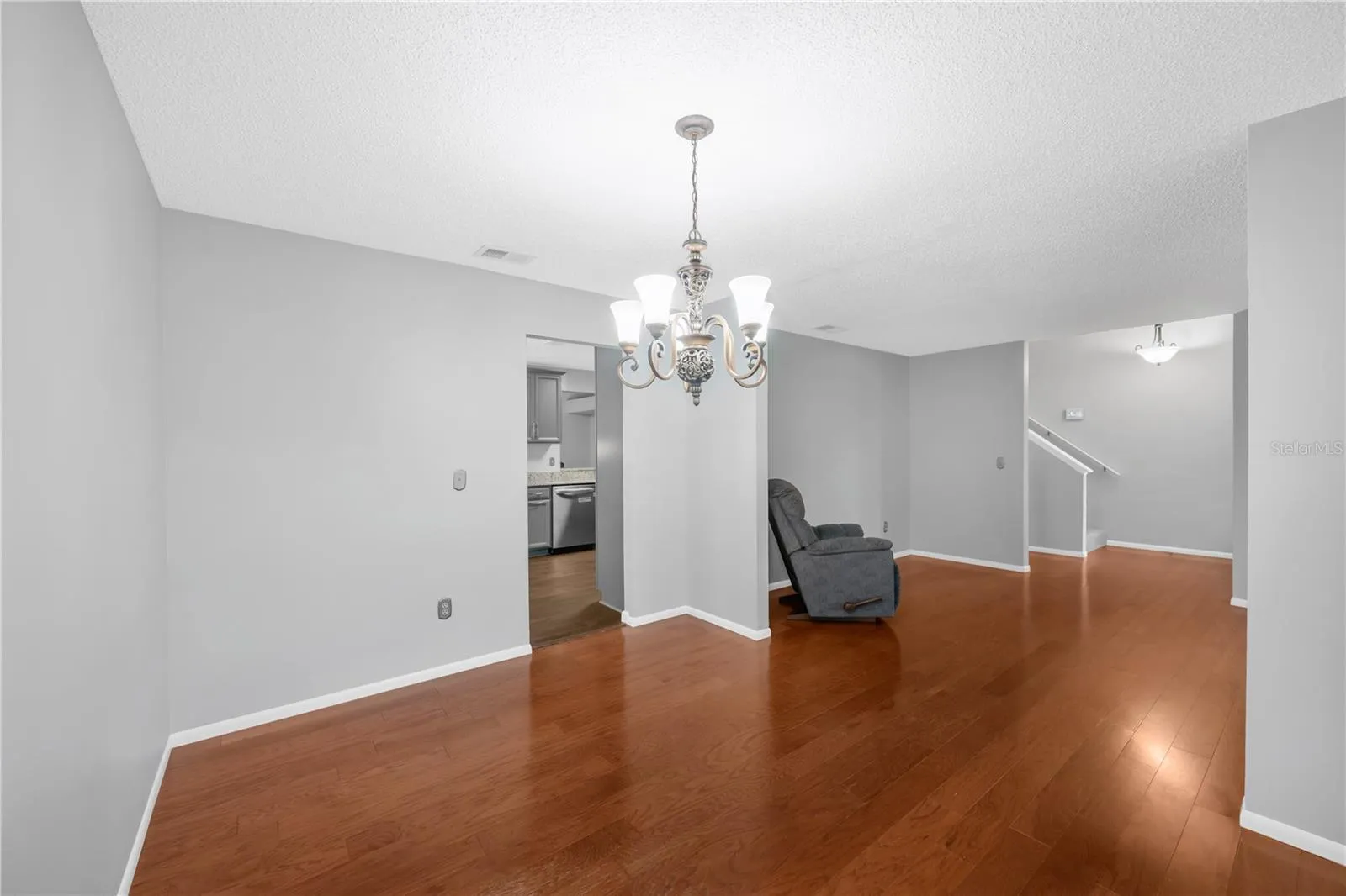 The dining room has easy access to the kitchen.